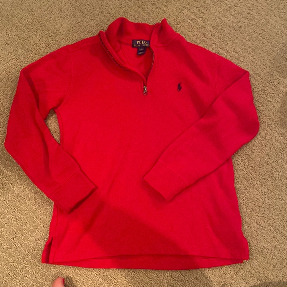 Boys polo Ralph Lauren red half zip sweater pullover